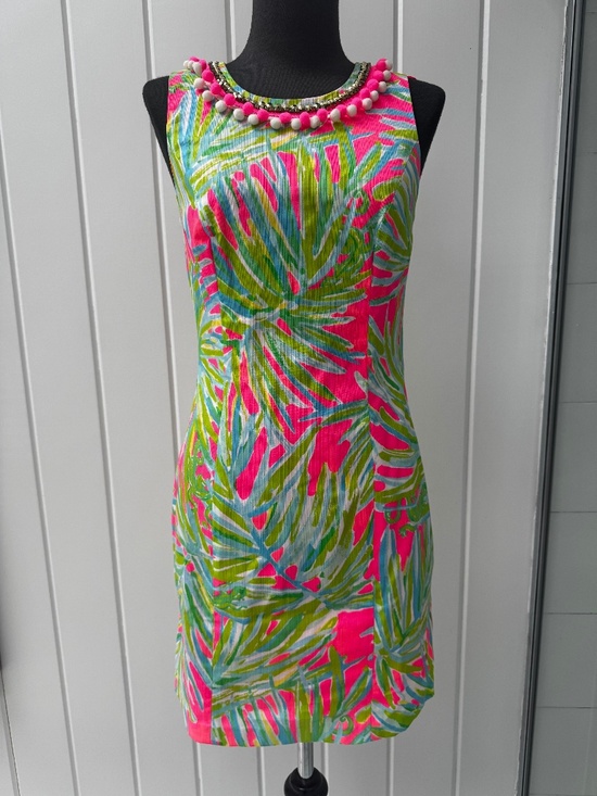 Lilly Pulitzer Dresses & Skirts - LILLY PULITZER MILA SHIFT DRESS TIKI PINK ROYAL PALM POM POM SIZE 00